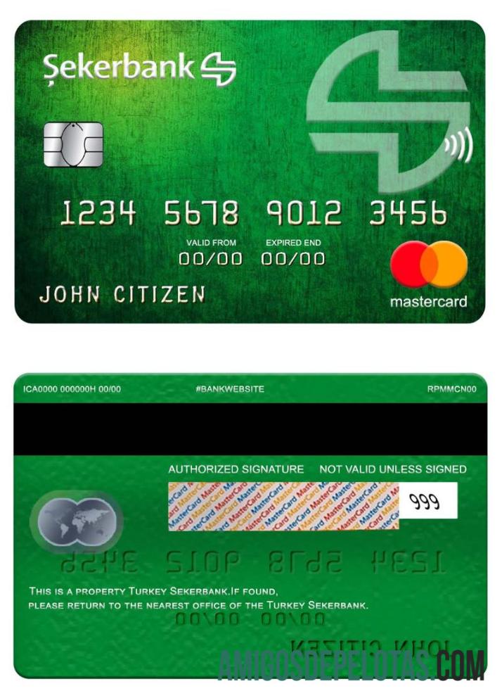 Turquia Sekerbank Mastercard amostra